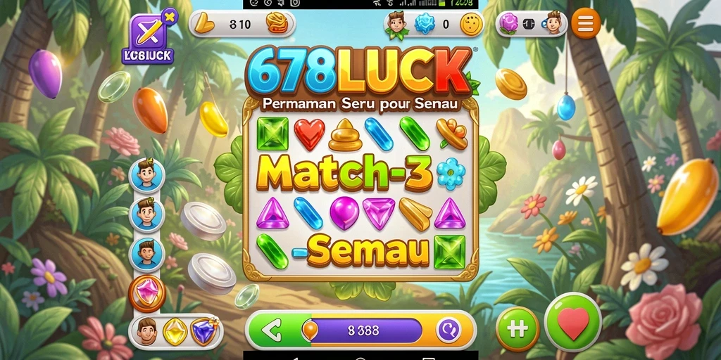 Screenshot menampilkan gameplay Match-3 yang menarik.