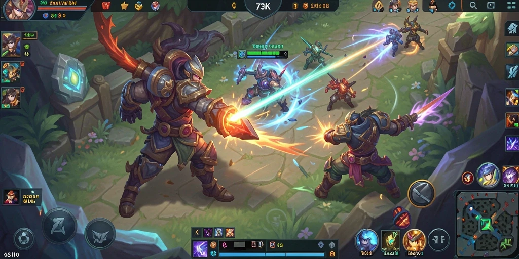 Screenshot menampilkan aksi seru dalam pertempuran MOBA