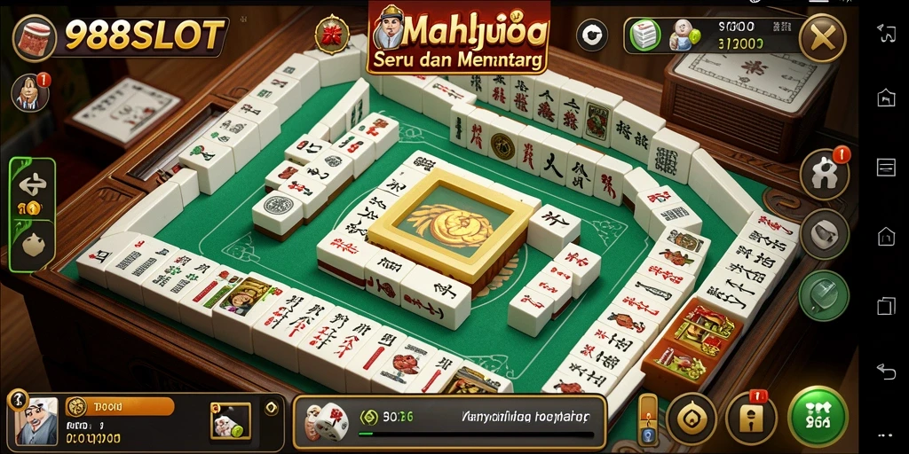 Tampilan gameplay Mahjong yang mendebarkan di 988SLOT.