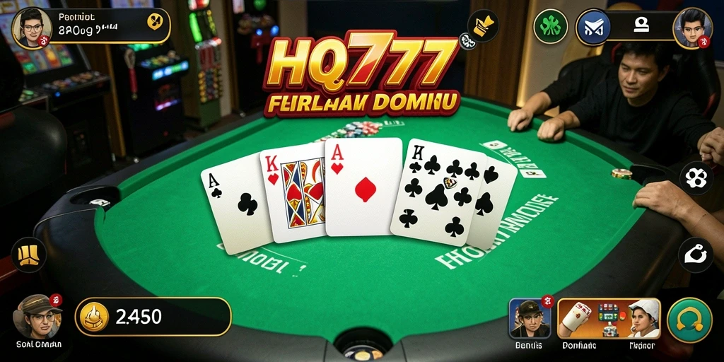 Tampilan gameplay seru dari HQ777 dalam permainan Domino.