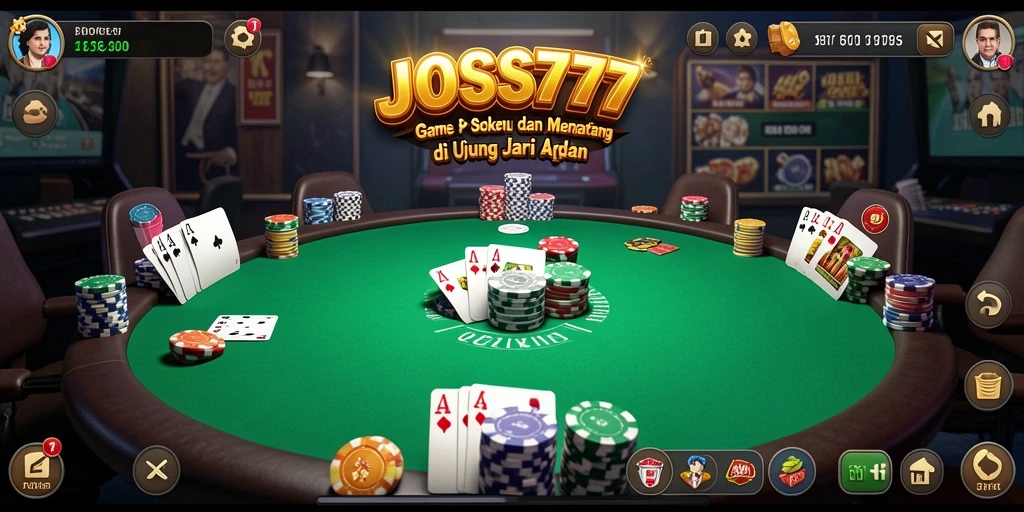 Tampilan gameplay utama JOSS777 menampilkan keseruan Poker.