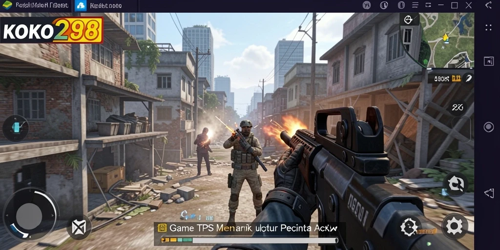 Screenshot KOKO288 menampilkan aksi pertempuran seru dalam gameplay TPS.