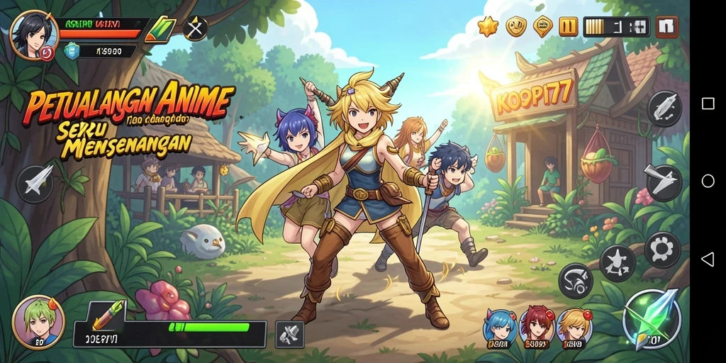 Screenshot gameplay KOPI77 yang menampilkan karakter anime dalam aksi.