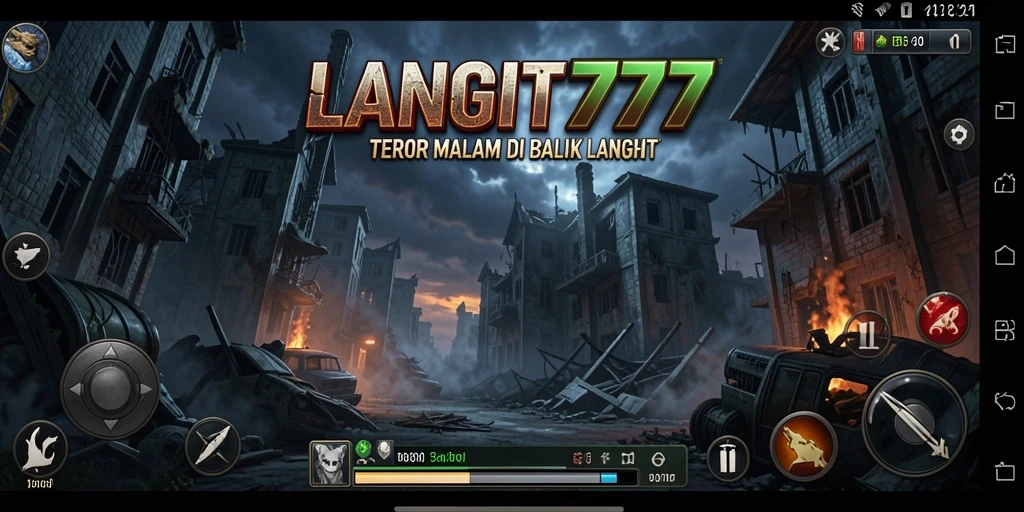 Tampilan gameplay <strong>LANGIT777</strong> yang mencekam menampilkan karakter menghadapi makhluk menyeramkan.