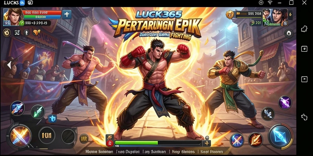 Screenshot LUCK365 menunjukkan pertarungan seru antara dua karakter kuat.