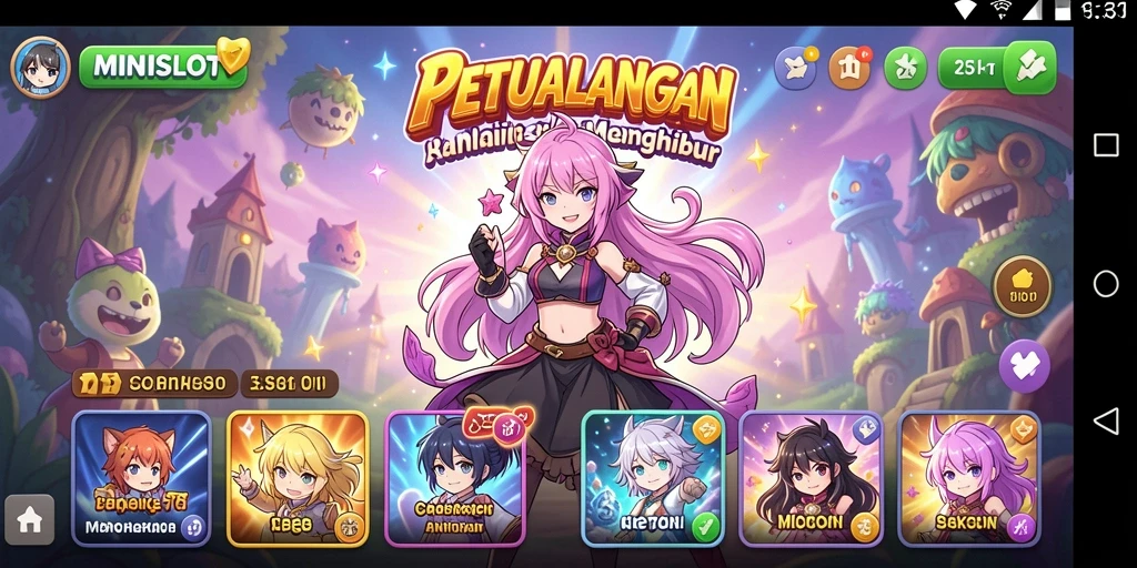 Tangkapan layar MINISLOT menunjukkan aksi slot yang seru dengan karakter Anime yang mempesona.
