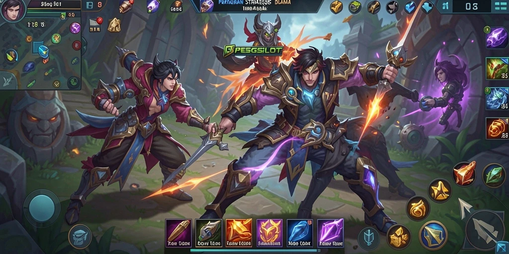 Tampilan seru pemain saat bertarung di PESGSLOT game MOBA.