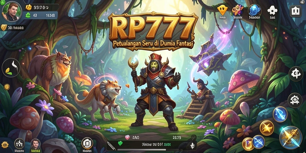 Screenshot <strong>RP777</strong> menunjukkan karakter menjelajah hutan yang lebat.