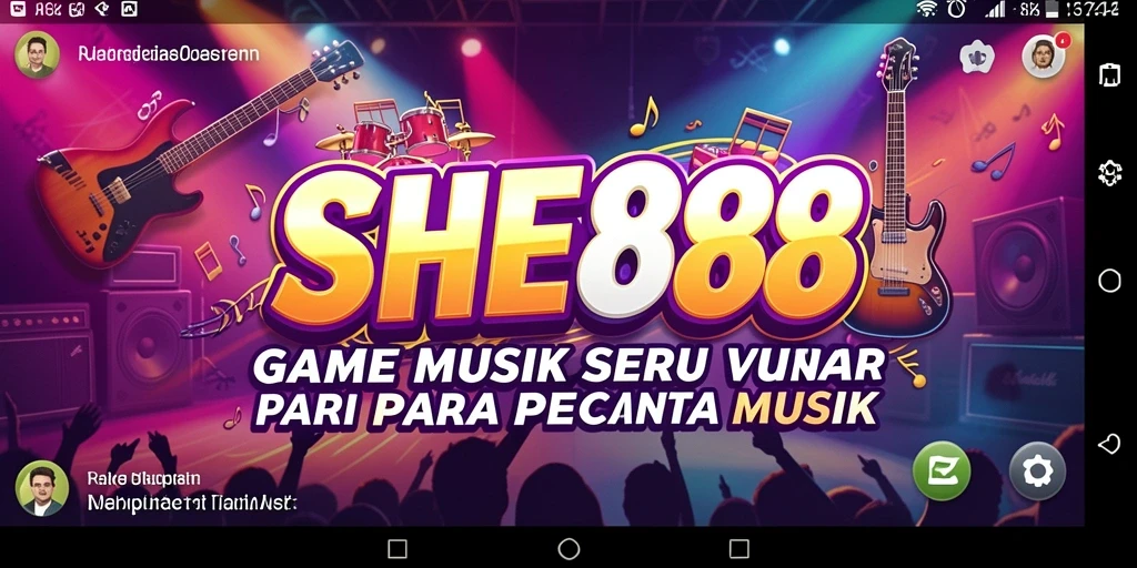 Screenshot gameplay SHE888 menunjukkan pemain bersenang-senang dengan musik.